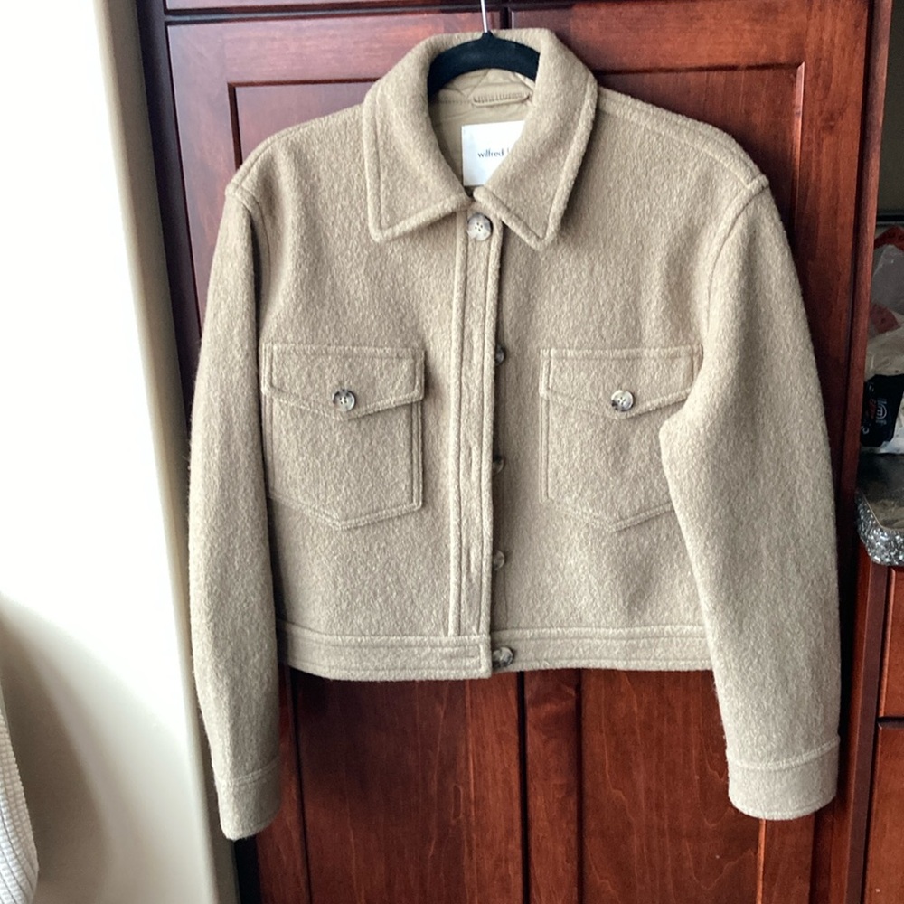 Aritzia Wilfred Tan Wool Ganna Cropped Jacket Size S